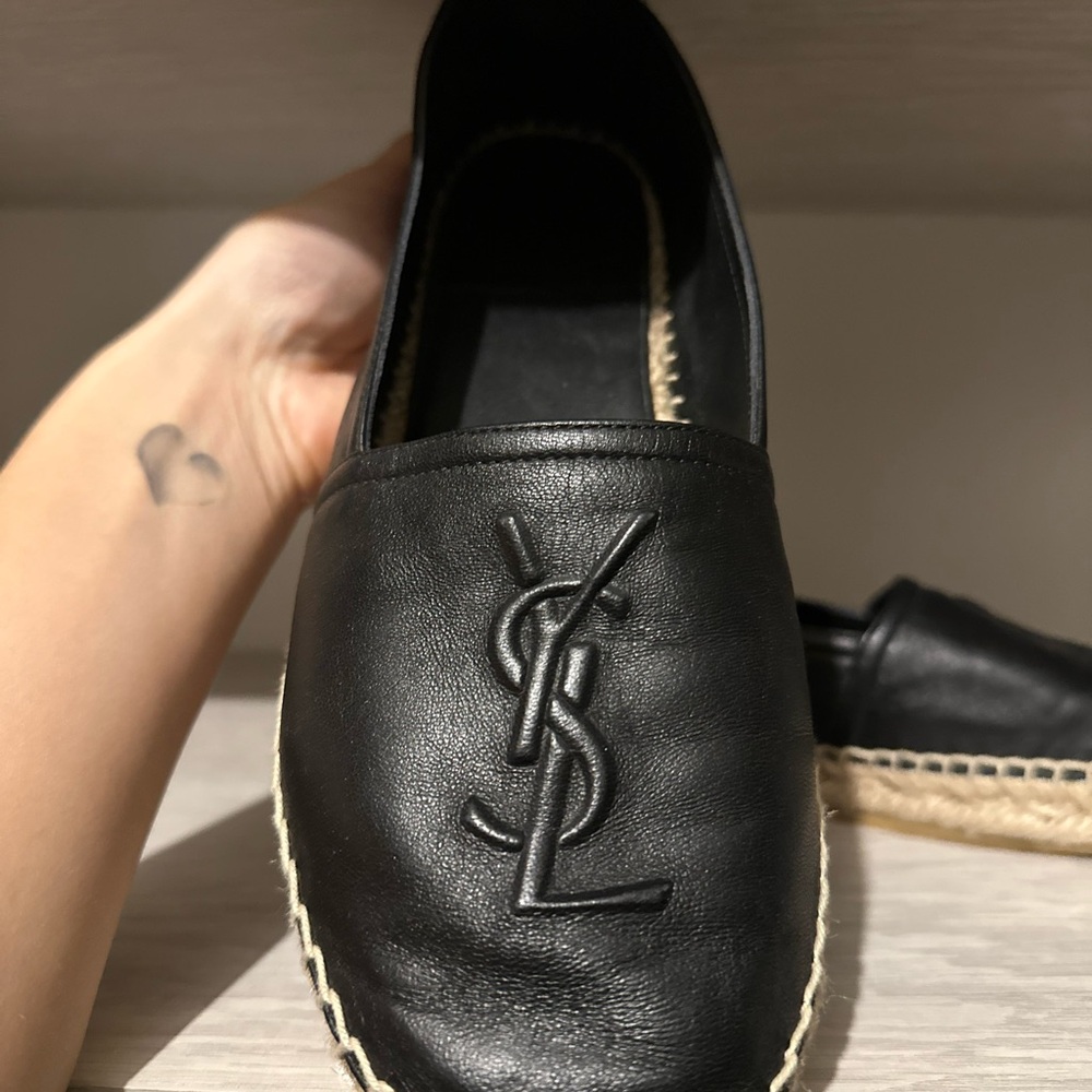 YSL Black Espadrille Flats